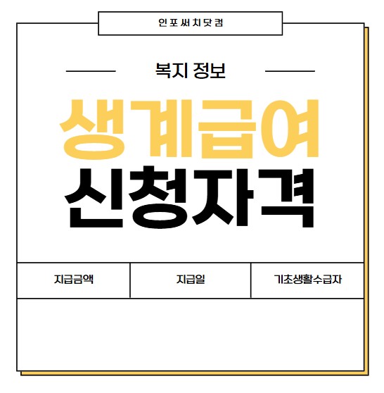 2025년 생계급여 신청 자격 5가지 | 지급금액 | 지급일 | 기초생활수급자