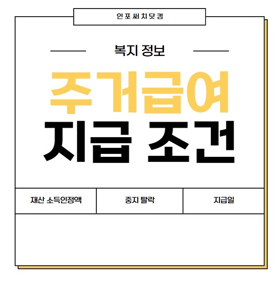 2025년 주거급여 수급자 조건 | 재산 소득인정액 | 소득평가액 기준 계산 |지급일 혜택 | 중지 탈락?