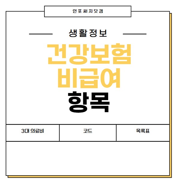 건강보험 비급여 항목 | 3대 의료비 | 진료 내역 코드 조회 | 목록표 PDF