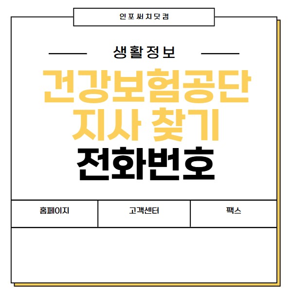 국민건강보험공단 지사 찾기 | 홈페이지 | 전화번호 팩스 안내 | 고객센터 조회