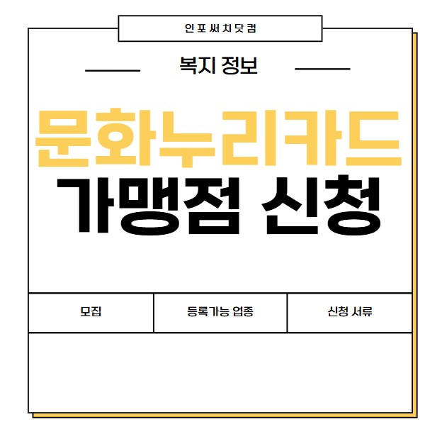 문화누리카드 가맹점 신청 방법 | 모집 | 등록 가능한 업종