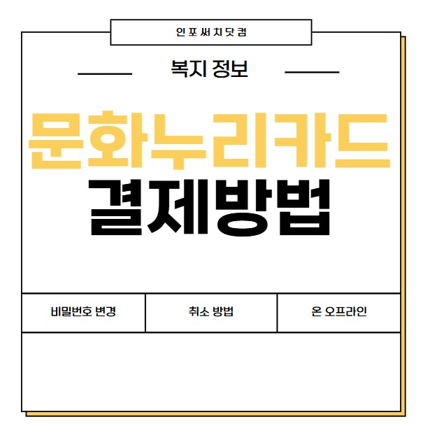 문화누리카드 결제방법 | 비밀번호 변경 | 취소 방법| 온라인 오프라인