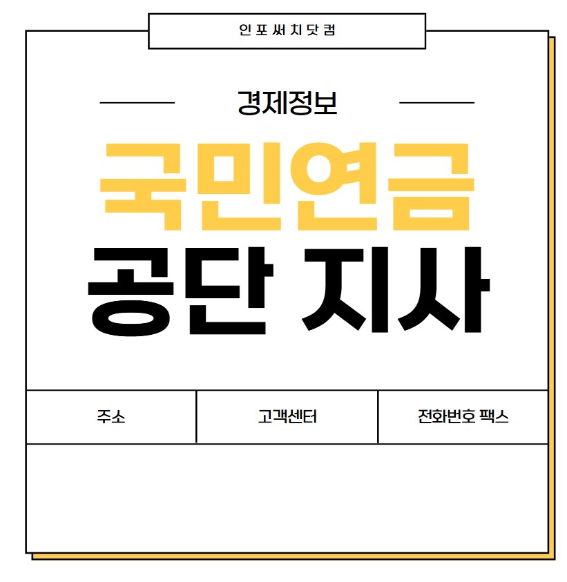 국민연금공단 지사 찾기 | 홈페이지 | 전화번호 팩스 안내 | 고객센터 조회