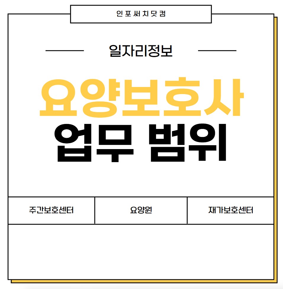 요양보호사 업무 범위 | 요양원 | 주간보호센터 | 방문 재가 보호센터 | 업무 강도