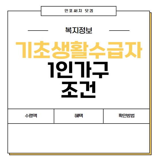 2025년 기초생활수급자 1인가구 수령액 | 혜택 | 자격 기준 조건 | 확인 방법