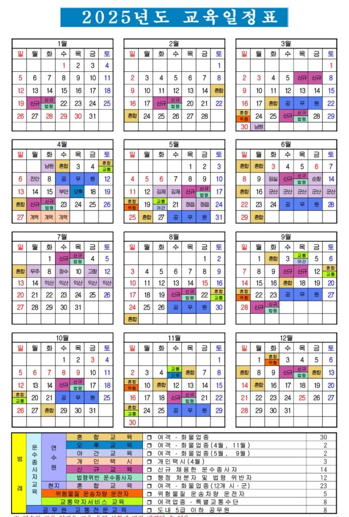 2025년 전라북도 화물운송 보수교육 일정 | 신규교육 온라인 예약 | 운수종사자 화물 운전자 | 여객 버스 개인택시 용달 | 전북 교통문화연수원