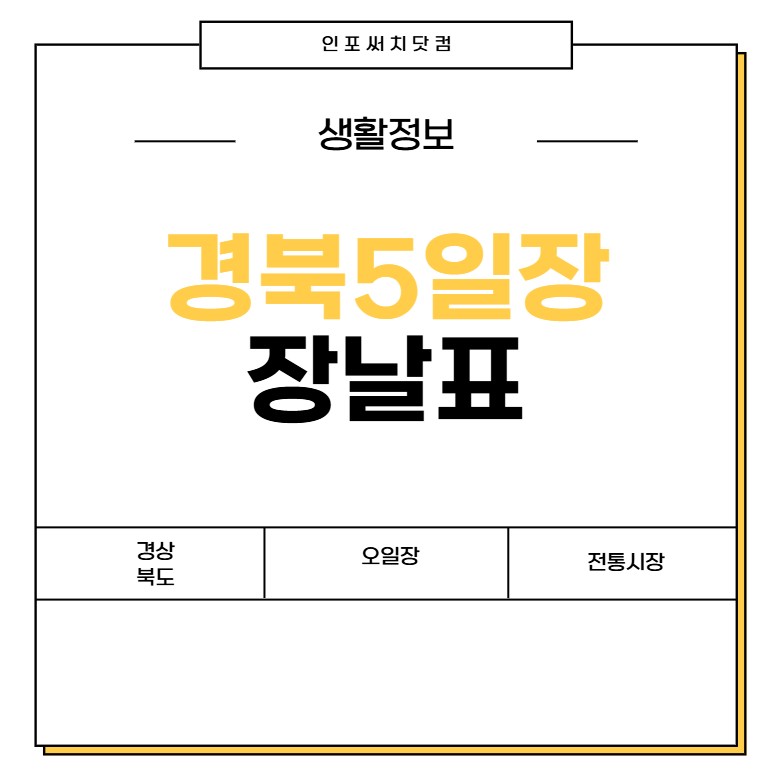 경북 5일장 장날표 | 경상북도 전통시장 | 오일장 서는날 | 날짜